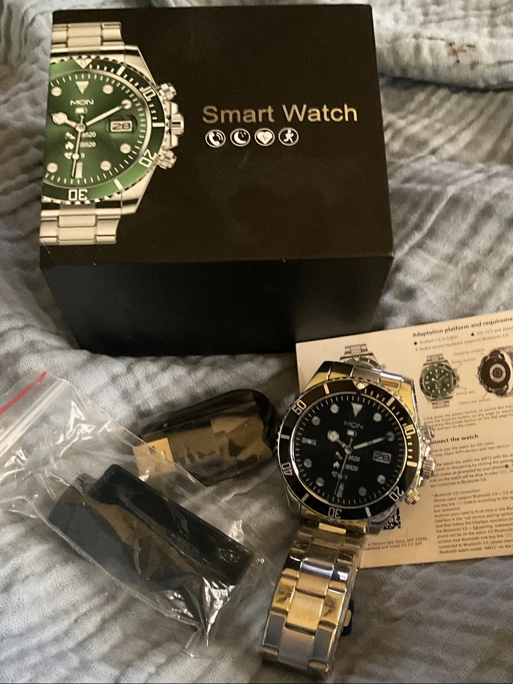 MON Stainless Steel Smart Watch with Black Dial